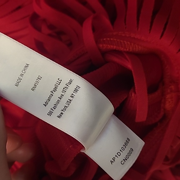 EUC Adrianna Papell Red Double Fringe Hem Sleeveless Cocktail Dress - Picture 12 of 14